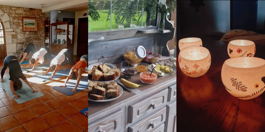 evento de yoga, brunch especial y taller artesano de farolillos. Eventos y retiros de yoga en Asturias. yoga y brunch y espeleologia en Ribadesella asturias.