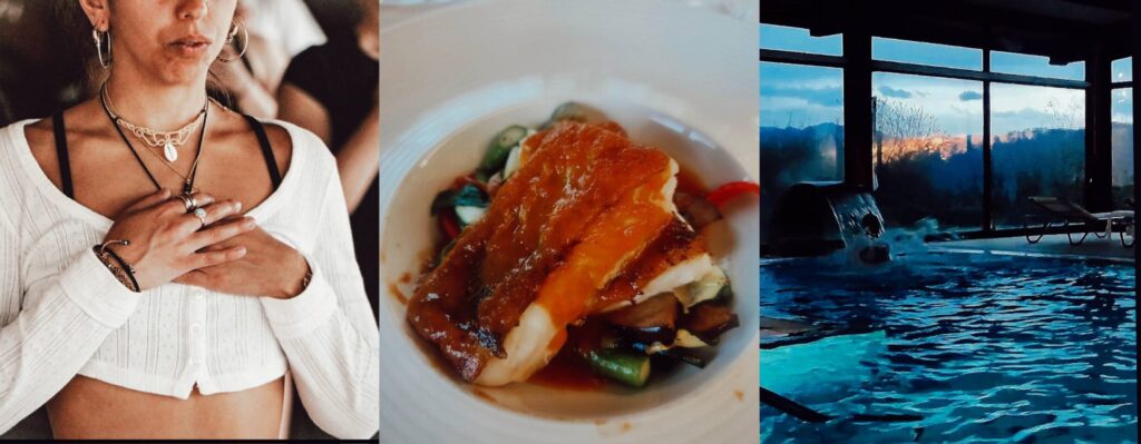 clara dando una sesion de vinyasa, comida local y spa. Eventos y retiros de yoga en Asturias. yoga y brunch.